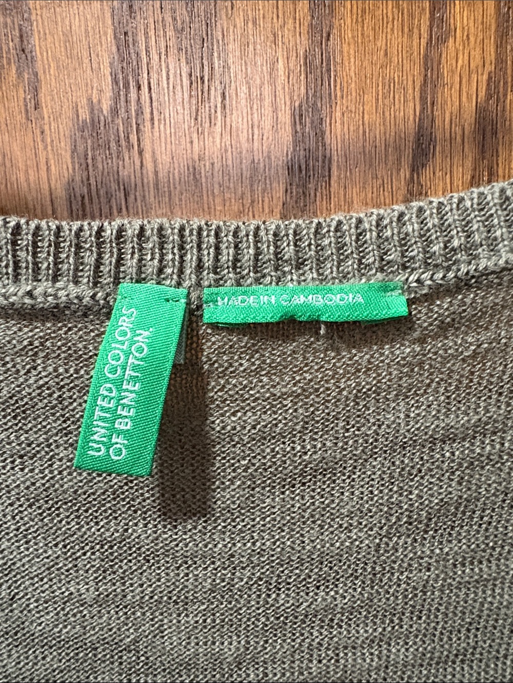 United Colors of Benneton Olive Knit Sweater Maxi Tank Dress 100 Cotton Large - Picture 5 of 8